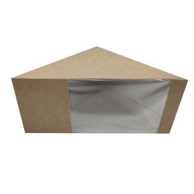 China Recyclable Kraft Paper Triangle Sandwich Box With Window Eco - Friendly Degradable Paper Sandwich Food Packaging Box for sale