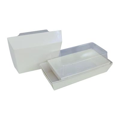 China Wholesales High Quality Biodegradable White Cardboard Paper Salad Packaging Box Recyclable Printed Delivery Paper Box With Plastic Lid for sale