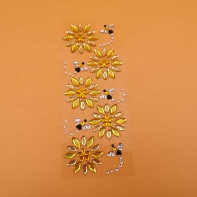 China Wholesale Custom Decorative Sticker Gem Crystal Diamond Waterproof+Eco-friendly Flower Sticker for sale