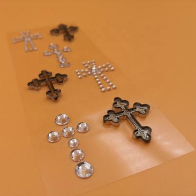 China Wholesale Custom Waterproof+Eco-friendly Various Shapes Decoration Gem Cross And Bowknot Crystals Shaped 3d Wall Stickers for sale