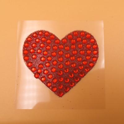 China Waterproof+Eco-friendly Self-adhesive Red Acrylic Fake Stone Gem Heart Valentine's Day Sticker for sale