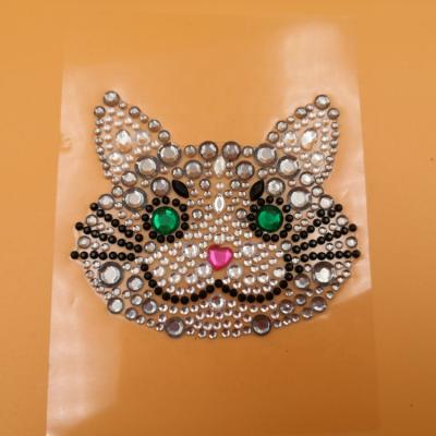 China Waterproof+Eco-friendly Fashion Design Lovely Bling Cat Shape Acrylic Stone Gem Cartoon Stickers For Mug Book for sale