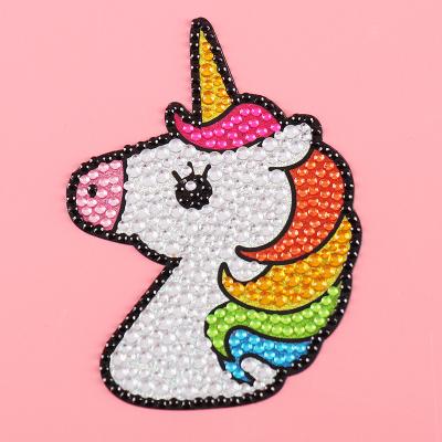 China Custom Creative Pink Unicorn Pattern Children Crystal Diamond Unicorn Wall Sticker Cartoon Waterproof+Eco-friendly DIY for sale