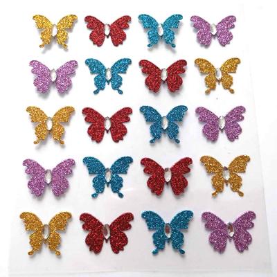 China Waterproof+Eco-friendly Butterfly Shape Gold Material Dust and Lead Sticker Diary Gift Decoration Glitter Sticker for sale