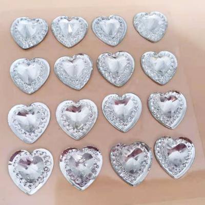 China Waterproof+Eco-friendly DIY Decorative Sticker Heart Sticker White Epoxy Resin Stickers With Small Diamond for sale