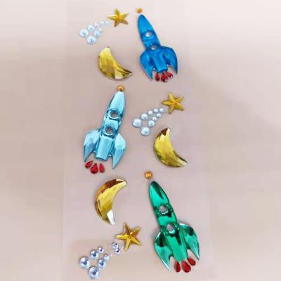 China Waterproof+Eco-friendly Moon Stars Shape Diamond Stickers Epoxy Resin Stickers With Small Diamond For Kids DIY Decorative for sale