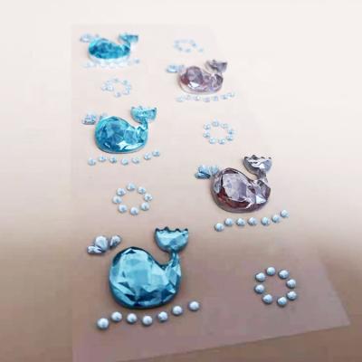 China Waterproof+Eco-friendly Made in China DIY Sticker Dolphins Sticker Decorative Epoxy Resin Stickers with Small Diamond for sale