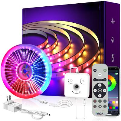 China LANDSCAPE New Arrival 16.4ft/5M Smile Face Controller Color Changing RGB Led Strip 5050 Music Sync Led Strips Light With Remote for sale