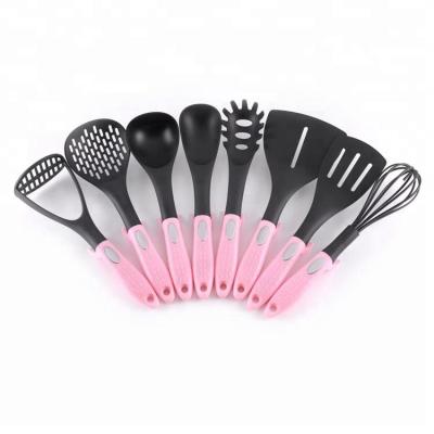 China Colorful Popular Design Kitchen Tools Disposable 8 Pieces Plastic Cooking Utensil Nylon Set Kitchen Set for sale