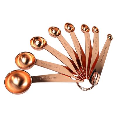 China Food Grade Sustainable Stainless Steel Rose Gold Kitchen Measuring Spoons Set Kitchen Pastry Tools for sale