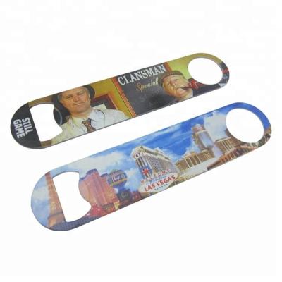 China Viable Wholesale Rubber Coated Empty Bottle Opener Insert Flat Stainless Steel Bottle Opener for sale