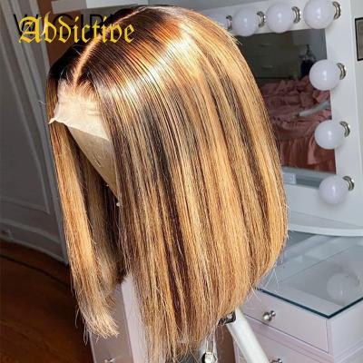 China Brazilian Straight Human Hair Highlight 1B Honey Body Wave Lead Color Lace Front Human Hair Wigs Brown Addicting Full Wigs for sale