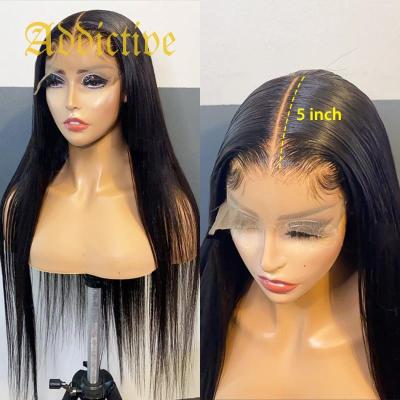 China Addictive Straight Wig Pre Plucked Straight Wig 5x5 Closure Brazilian Virgin Hair Bone Closure Wig For Black Women for sale