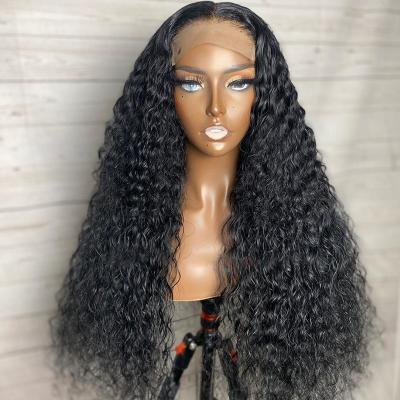 China Addictive Deep Wave Wig Grip Hairline Hairline Wig Lace Closure Wigs Hair Bangs 4x4 Deep Wave 1b# Unprocessed Natural Brazilian for sale