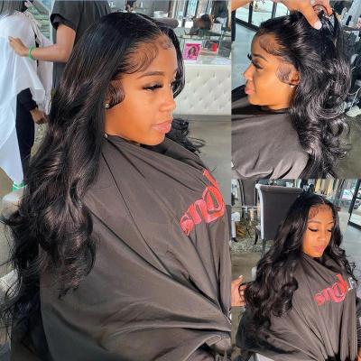 China Addictive Body Wave HD Transparent Body Wave 13x4 13x6 Lace Front Human Hair Wigs Brazilian 32 34inch 360 Lace Frontal Wig For Black Women for sale