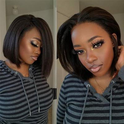 China Libertine Straight Lace Front Bob Wig Brazilian Human Hair Yaki Peruvian Short Addictive Libertine Straight Glueless Bob Wigs Lace Front Pixie 4x4 for sale