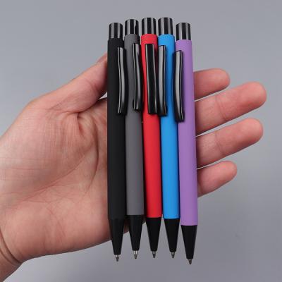 China Promotional Metal Pen Press Metal Ball Pen Soft Rubber Surface Bullet Tip with Custom Logo for sale