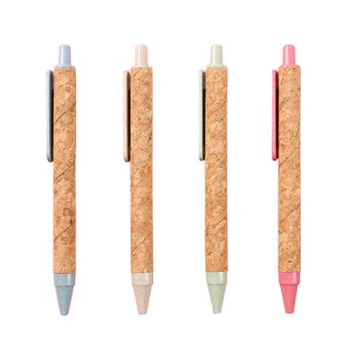 China Customized Recycled Eco Friendly Ballpoint Pen Logo Pen Wheat Straw Material Cork Pen Eco Promotional Pen for sale