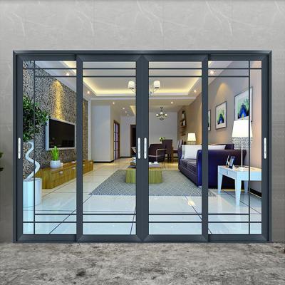 China Modern Design Heat Insulation Canada USA Aluminum Alloy 12mm Tempered Glass Sliding Door for Balcony Patio Kitchen Living Room Entrance for sale