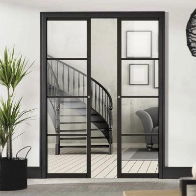 China Customized French Aluminum Glass Hidden Heat Insulation Home Interior Room Hidden Sliding Pocket Doors System for sale