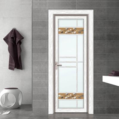 China Waterproof Modern Home Interior Single Aluminum Frame Single Sheet Apartment Bathroom Toilet Room Apartment Glass Panel Profiles Hinged Swing Door for sale