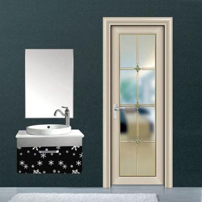 China Factory Price Room Waterproof Interior Doors House Aluminum Alloy Inner Frame Bathroom Toilet Leaf Single Swing Casement Glass Door for sale