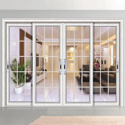 China French Type Waterproof Modern Interior Aluminum Patio Door Heat Insulation Sliding Partition Doors Grill White Aluminum Glass Design for sale