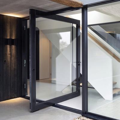 China Foshan manufacturer villa modern home interior aluminum profile heat insulation store room pivot glass door for sale