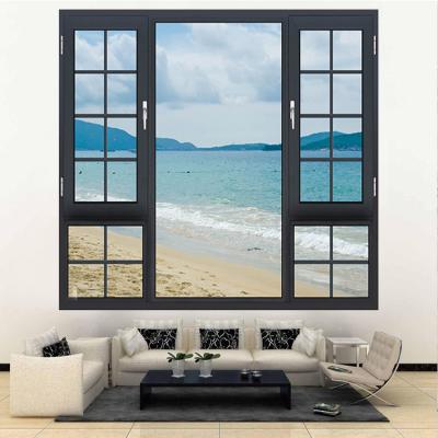 China Cheap Magnetic Style Outdoor Aluminum French Black Aluminum Frame Design Window Profiles Screen Curtains Glass Windows With Screen for sale