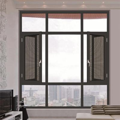 China Latest Design Magnetic Custom Aluminum Profile Glass Casement Inward Opening Window With Mosquito Net Screen Mesh for sale