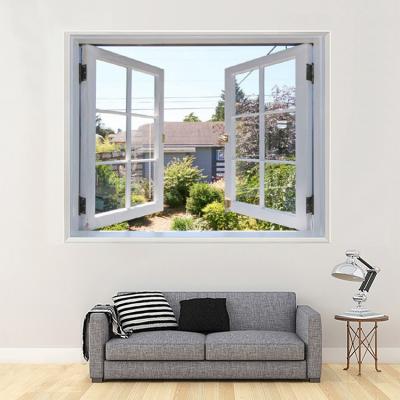 China Custom European Magnetic Screen American PVC Frame Swing Windows Design French Style PVC Tempered Glass Casement Window for sale