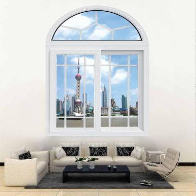 China Magnetic screen wholesale price custom upvc arched window design french grill frame arch glass top shaped windows for sale