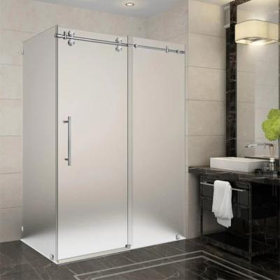 China China Foshan Modern Factory Custom Bathroom Modern Shower Room Frameless Frosted Glass Sliding Door for sale