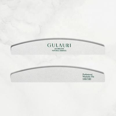 China Gulauri Corundum Sand Wear-Resistant Washable White Nail File Grit 100/180 Double Sides Professional Polishing Nail File for sale