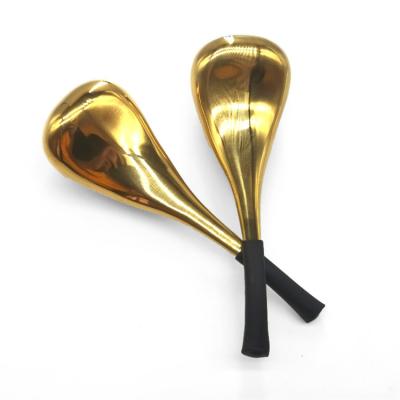 China 1 Pair Anti-Puffiness Spoon Shape Stainless Steel Gold Silver Ice Globes Face Magic Ice Cream Beauty Bar Cooling Roller for sale