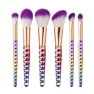 China Portable Professional Cosmetic Crystal Handle Rainbow Hair Brush 5PCS Synthetic Rainbow Makeup Brush Set for sale