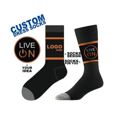 China Breathable Wholesale Custom Logo Design High Quality Unisexplain Knit Embroidery Logo Custom Socks for sale