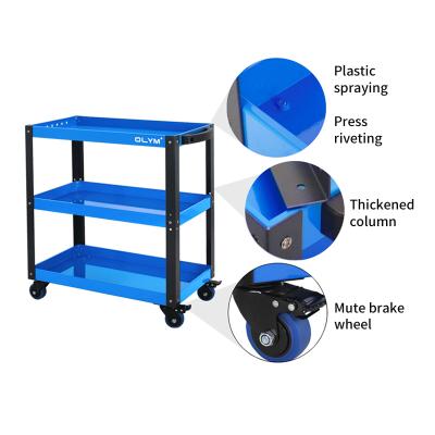 China blue tool cart for storing tools with 3 layers 4 inch for sale