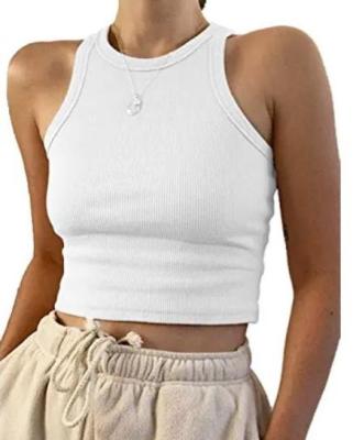 China Summer Solid Color Breathable Tank Top Sleeveless Slim Short Female for sale