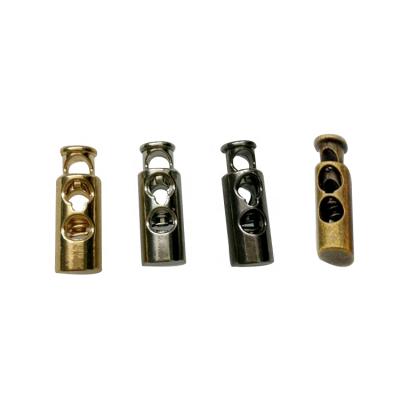 China Nickel Free Nickel Free Two Holes Round Metal Alloy Stoppers Toggle Rope Locks Cord Lock Stopper Metal Rope for sale