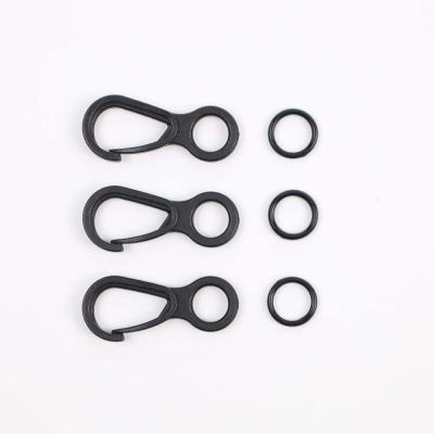 China Hook Bag Accessories/Ring Backpack Inner 8mm Carabiner Hook and Ring Hooks and Ring Black Plastic Snap Clip for sale