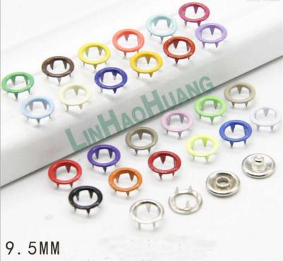 China Nickel Free 4 Part Button 9.5mm Snap Fork Clip With Multiple Color Ring Cap for sale