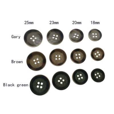 China Wholesale 18mm/20mm/23mm/25mm Plastic Urea Nickel Free Sewing Buttons 4 Hole Three Colors Coat Buttons for sale