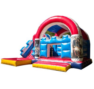 China Red PVC Bouncer Slide Inflatable Castles Slide With Pool Balls Pool Party Game for sale