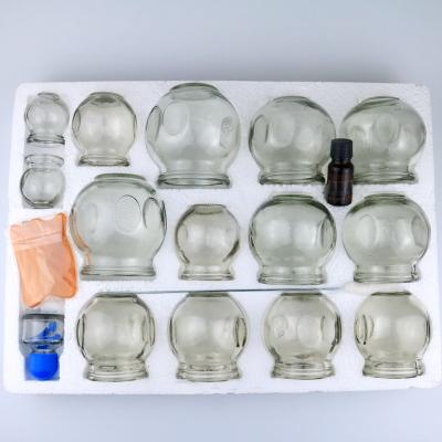 China Massage Cupping Vacuum 14 Cups Set Chinese Traditional Medical Glass Cupping Vacuum Apparatus for sale