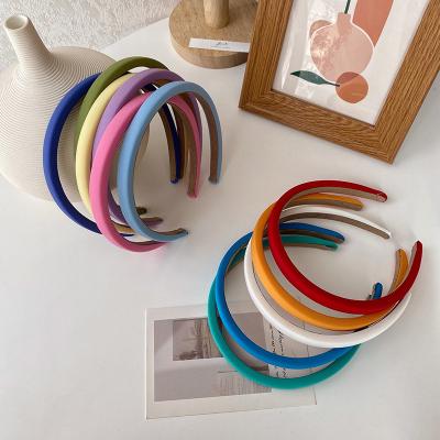 China High quality/factory source simple thin padded headband hair band colored sponge circle thin cloth thin padded headband for women for sale