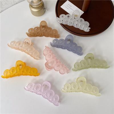 China Wholesale High Quality/Factory Source Retro Hair Crown Claw Cuts Transparent Candy Color Plastic Resin Large Hair Claws For Women for sale