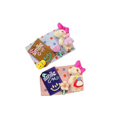 China 2022 New Cartoon Face Paste Cloth Polka Dot Hair Fun Creative Hair Clip Bear Head Smiling Bear Bow for sale