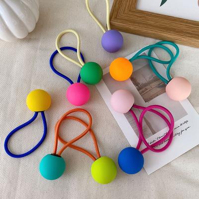 China High Quality Fluorescent Candy/Factory Source Acrylic Elastic Rope Hair Band Color Geometric Ball Hair Circle For Kids for sale