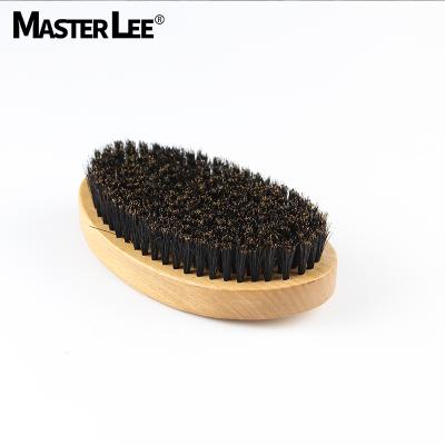 China Masterlee Wooden Beard Brush Nondisposable 360 ​​Wave Mini Brush With 100% Natural Boar Bristle for sale